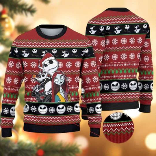 Discover Brzydki świąteczny sweter Jack i Sally, prezenty świąteczne