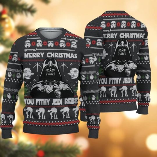 Discover Brzydki świąteczny sweter Darth Vader, brzydki sweter świąteczny Star Wars, prezenty świąteczne, prezenty na święta