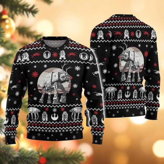 Discover Brzydki sweter Star Wars, Brzydki sweter ze statkiem kosmicznym i robotem, Prezenty świąteczne, Prezenty świąteczne