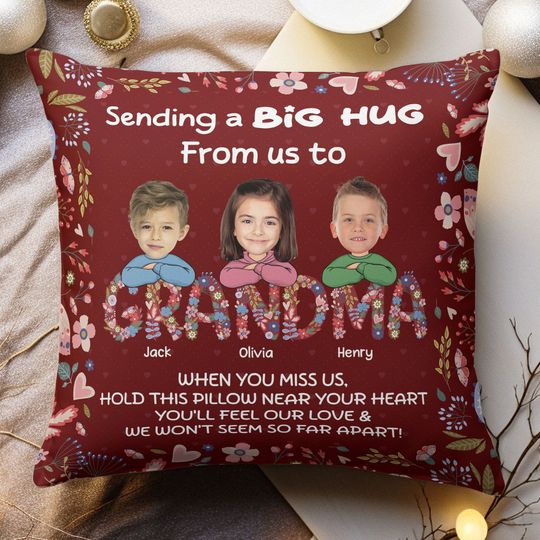 Discover Sending A Big Hug - Personalized Photo Pillow