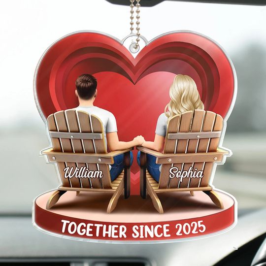 Discover Together Since Couple 3D Effect - Personalized Acrylic Car Hanger