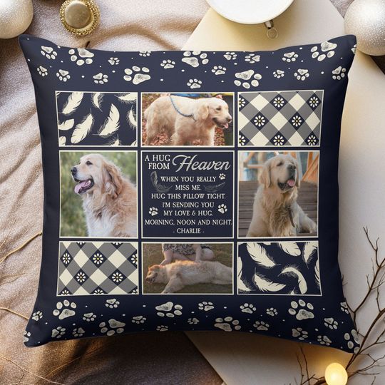 Discover Sending A Hug From Heaven - Personalized Photo Pillow