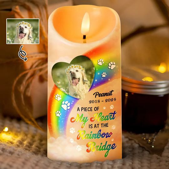 Discover Custom Photo A Piece Of My Heart Miss You Memorial - Personalized LED Candle