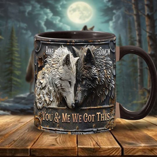 Discover You & Me We Got This - Personalized Wolf Accent Mug