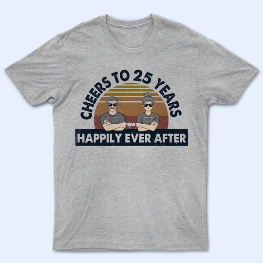 Discover Old Couple Cheers To Years Happily Ever After Husband Wife - Gift For Couple - Personalized Unisex T-Shirt