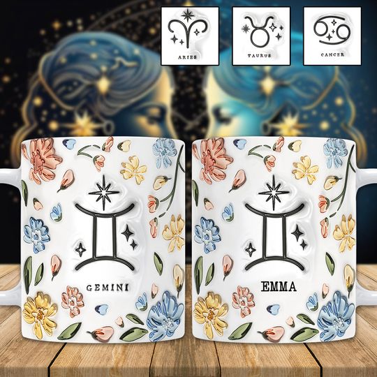 Discover Floral Zodiac Sign - Personalized Horoscope Mug