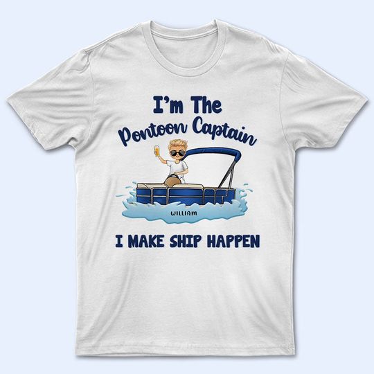 Discover Chibi Couple I'm The Pontoon Captain - Personalized Unisex T-Shirt
