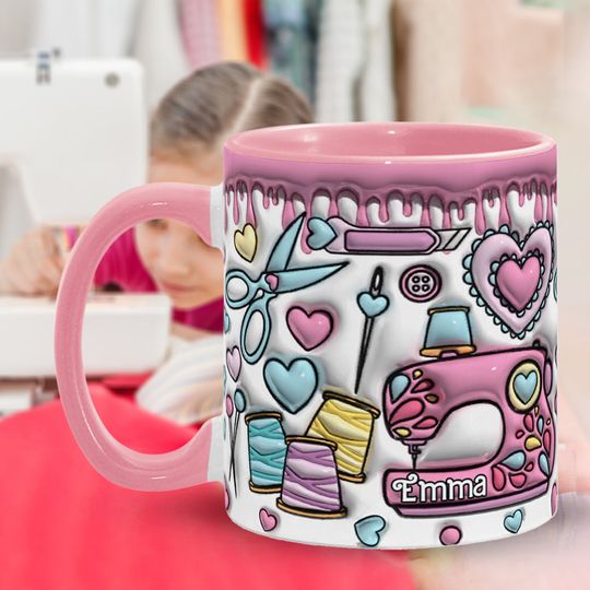 Discover Sewing Lovers Pink - Personalized Sewing Accent Mug