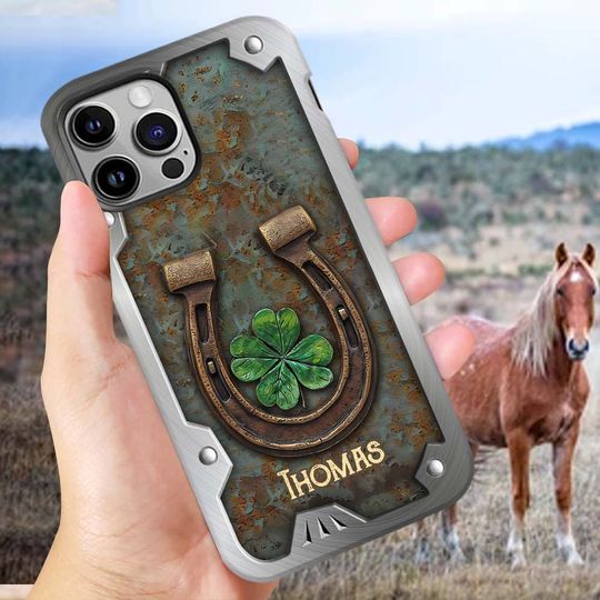 Discover Lucky Horseshoe Shamrock - Personalized Horse Phone Case