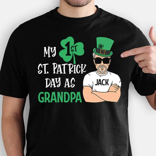 Discover 1st St. Patrick As Daddy Grandpa, Personalized T-Shirt For Dog Lovers, St. Patrick's Day