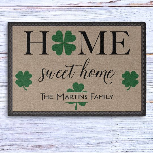 Discover Home Sweet Home St. Patrick's Day Personalized Doormats
