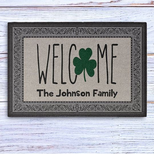 Discover Welcome Clover Custom Family Personalized Doormat