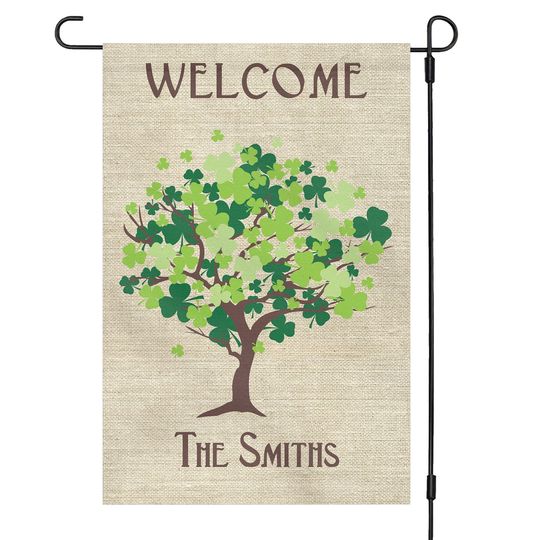 Discover St Patrick's Day Tree Custom Family Name Personalized Garden Flag