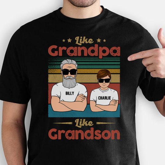 Discover Like Grandpa Like Grandson, Custom T-Shirt, Personalized Father's Day Gifts