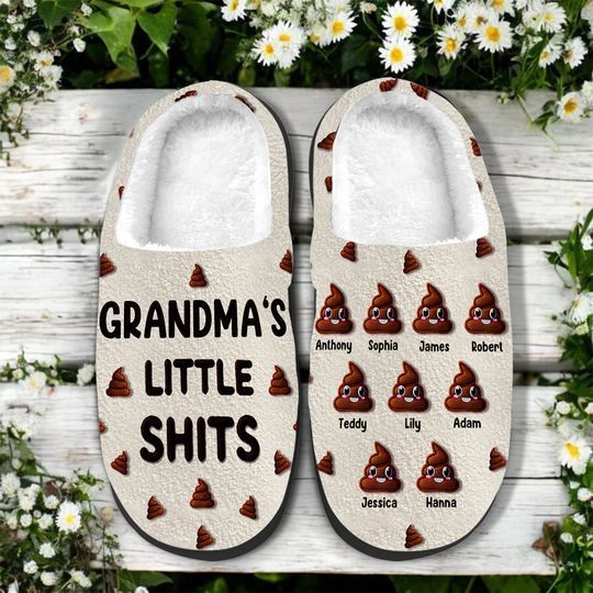 Discover Grandma's Little Shits - Personalized Grandma Slippers