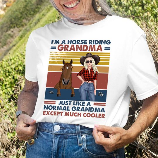 Discover Horse Riding Grandma, Mom - Personalized Mother's Day Unisex T-Shirt