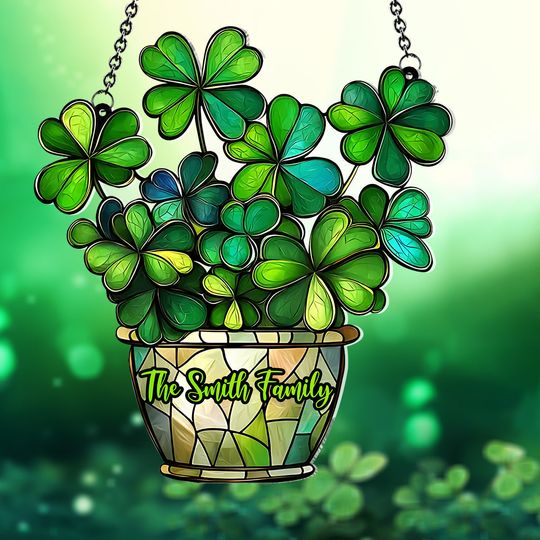 Discover Lucky Flower - Personalized Saint Patrick's Day Window Hanging Suncatcher Ornament