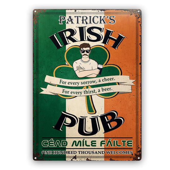 Discover Irish Pub One Hundred Thousand Welcomes - Personalized Custom Classic Metal Signs