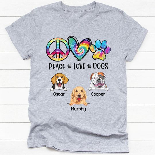 Discover Peace Love Dogs Pattern, Personalized Unisex T-Shirt, Gifts for Dog Lovers