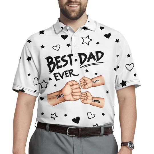 Discover Best Dad Grandpa Ever Fist Bump - Personalized Polo Shirt