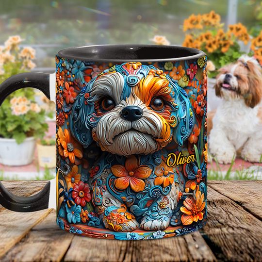 Discover Colorful Shih Tzu Dreams - Personalized Dog Accent Mug