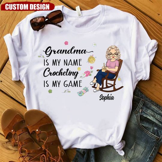 Discover Crocheting Is My Game - Gift For Grandma And Mother - Personalized T-Shirt