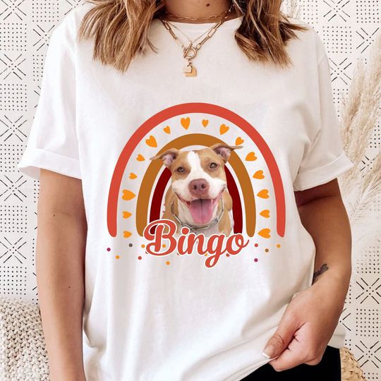 Discover Dog Cat Rainbow Personalized Custom Photo Dog Cat Unisex T-Shirt