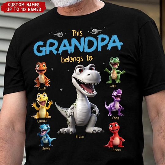 Discover This Belongs To - Personalized Dinosaur T-shirt - Gift For Dad, Grandpa