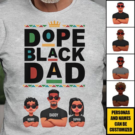 Discover Dope Black Dad - Personalized Unisex T-Shirt