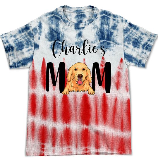 Discover Dog Mom Red Blue - Personalized 3D T-shirt For Dog Lovers