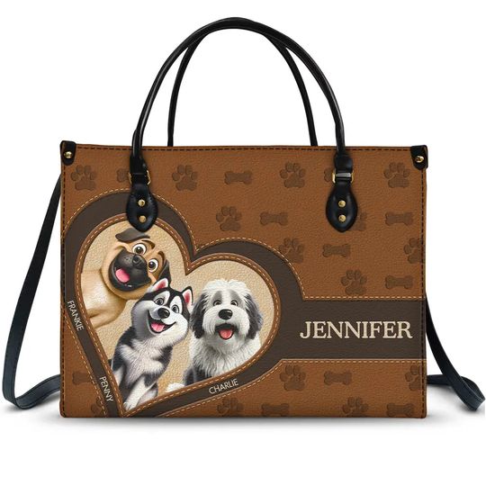 Discover Dog Mom 3D Cute Effect Dog - Personalized Leather Bag