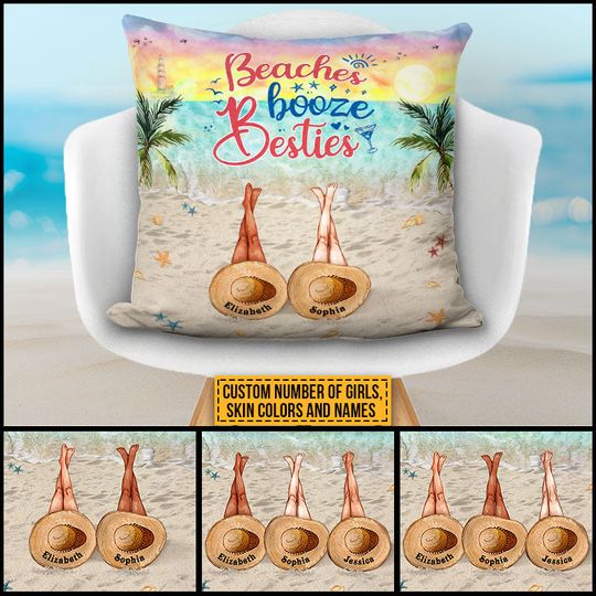 Discover Personalized Beach Bestie Beaches Booze Besties Personalized Pillow