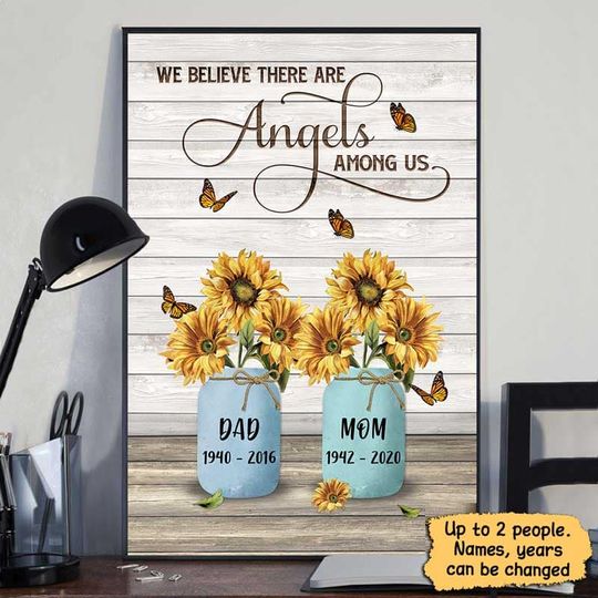 Discover Sunflower Vases Angels Among Us Memorial Personalized Poster