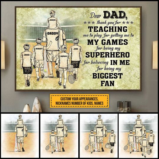Discover Personalized Tennis Dad And Child Thank You Custom Kids Personalized Poster
