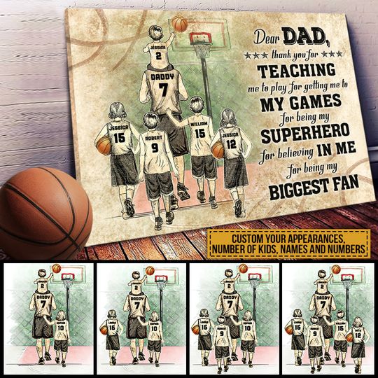 Discover Personalized Basketball Dad And Child Thank You Personalized Canvas