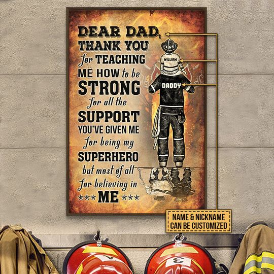 Discover Personalized Firefighter Dad And Son Thank You Personalized Poster