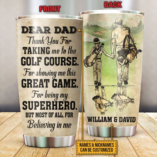 Discover Personalized Golf Dad And Son Thank You PersonalizedTumbler
