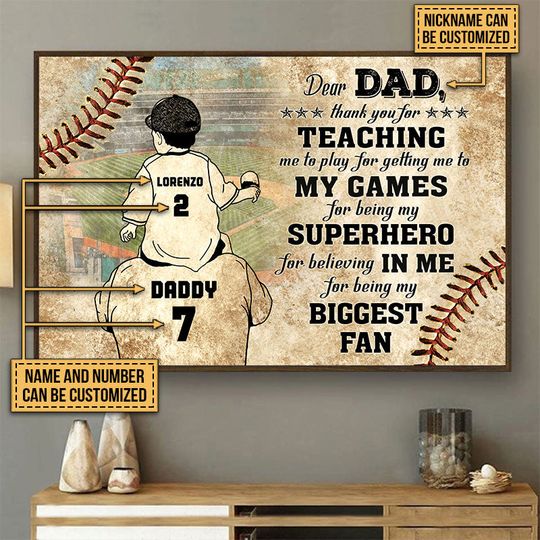 Discover Personalized Baseball Dad And Son Teaching Me Personalized Poster