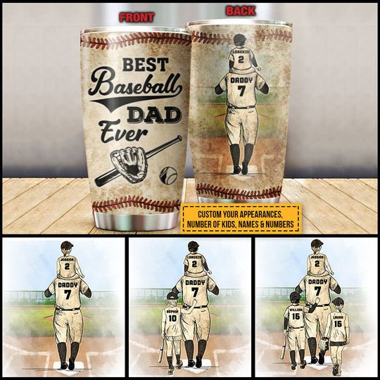 Discover Personalized Baseball Dad And Child Best Dad Ever Custom Child Personalized Tumbler