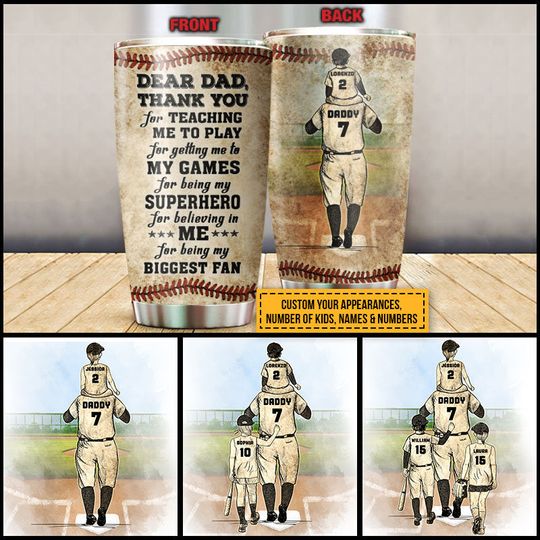 Discover Personalized Baseball Dad And Child Thank You Custom Child Personalized Tumbler