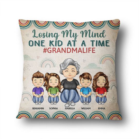Discover Losing My Mind One Kid At A Time - Gift For Mom, Grandma - Personalized Pillow