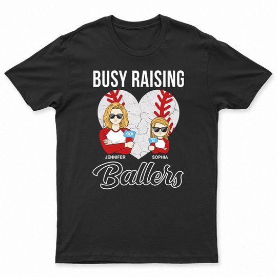 Discover Baseball Mom Dad Busy Raising Ballers - Gift For Family - Personalized Unisex T-Shirt