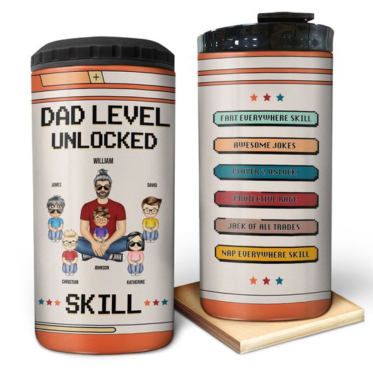 Discover Dad Grandpa Unlocked - Gift For Dad, Father - Personalized Can Cooler Tumbler