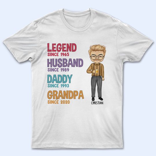 Discover Legend Husband Daddy Chibi - Dad's Gift, Grandpa's Gift - Personalized Unisex T-Shirt