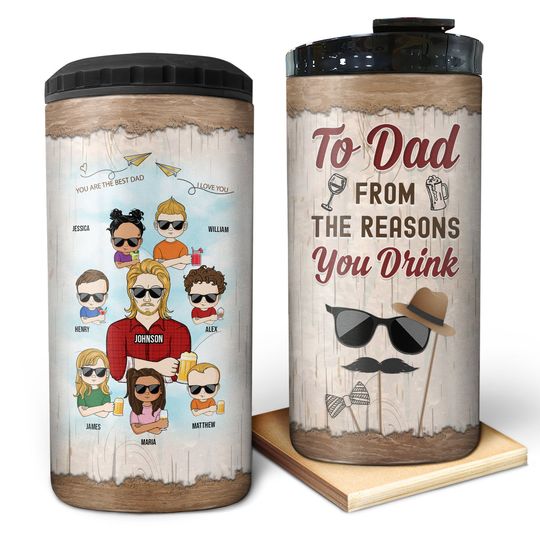 Discover To Dad From The Reasons You Drink - Gift For Father - Personalized Can Cooler Tumbler