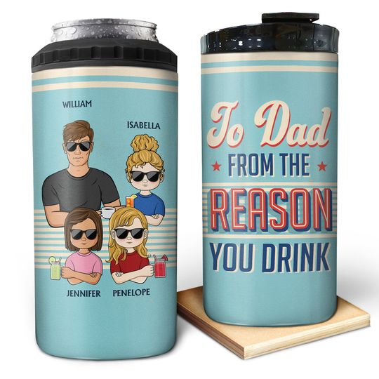 Discover To Dad From The Reason You Drink Thank You - Gift For Father, Grandpa - Personalized Can Cooler Tumbler
