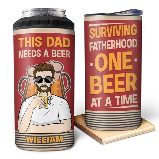 Discover This Dad Needs A Beer - Gift For Father - Personalized Can Cooler Tumbler