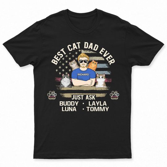Discover Best Cat Dad Cat Mom Ever - Gift For Pet Lovers - Personalized Unisex T-Shirt