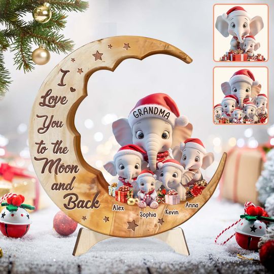 Discover I Love You To The Moon And Back - Personalized Grandma 2-Layered Wooden Plaque With Stand