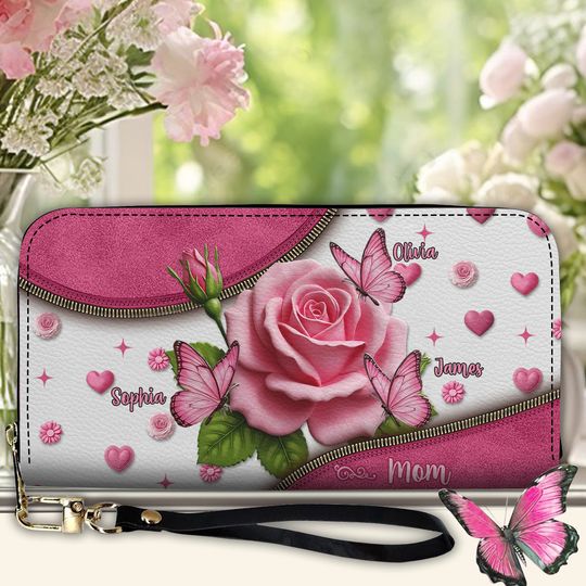 Discover My Beautiful Kids Gift For Mom, Grandma - Personalized Mother Leather Long Wallet